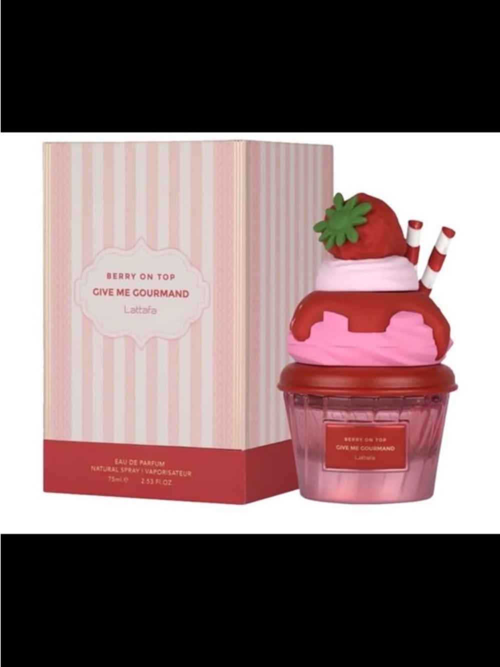 Lattafa Berry On Top Give Me Gourmand Eau de Parfum - Pink & Red Bottle